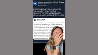 Fact Check: Gavin Newsom's Press Office Did NOT Write About Trump 'Fat Satan Broke The UN Escalator' -- It's A Parody Account