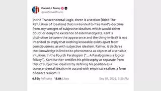 Fact Check: Trump Did NOT Post About 'Transcendental Logic' And Immanuel Kant -- Satirical Fake With Wikipedia Text