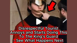 Fact Check: Video Of King's Guard Punching A Tourist Is NOT Real -- AI-Generated Scene
