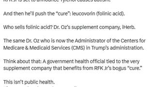 Fact Check: Dr. Oz Will NOT Profit From iHerb When Trump FDA Recommends Folinic Acid For Treatment Of Autism - Oz Sold Shares, Resigned Paid Post