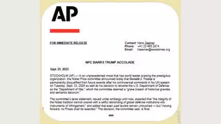 Fact Check: Fake Press Release Claimed Trump Was Permanently Disqualified From The Nobel Peace Prize -- Parody Account