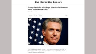 Fact Check: Gavin Newsom DID Not Win Nobel Peace Prize -- Trump Did Not 'Explode With Rage' About It Either