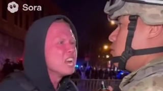 Fact Check: Video Showing "Sergeant Pepper" Spraying A Shouting Protester In The Face Is NOT Real -- Made With AI Video App