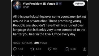 Fact Check: JD Vance Did NOT Write On X That Oval Office Banter Is Worse Than Young Republicans' Messages On Telegram About Hitler, Slavery