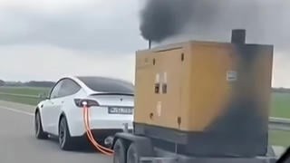 Fact Check: Video Of Tesla Pulling Diesel Motor As It Charges Is NOT Real -- AI Made It