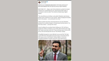 Fact Check: NYC Mayor-Elect Mamdani Did NOT Announce Bitcoin Tax On All New Yorkers -- It's AI Slop
