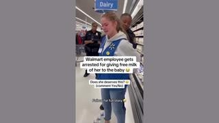 Fact Check: Video Does NOT Show A Real Walmart Employee Arrested For Giving Milk To A Baby -- Sora AI Logo Seen In Footage