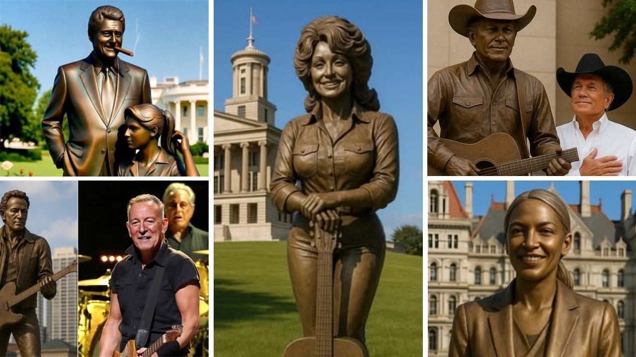 Fact Check: $2.8M Statues NOT Underway For Dolly, George Strait, The Boss, Shania, AOC, Jimmy Page, Luke Bryan, Keith Urban, Bill Clinton And Other Celebrities -- The Posts Are AI Stan Bait