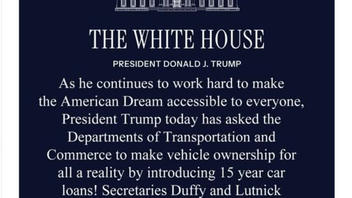 Fact Check: President Trump Did NOT Ask Transportation And Commerce Departments To Introduce 15-Year Car Loans -- It's A Joke