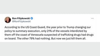 Fact Check: Coast Guard Did NOT Report 21% Of Suspected Trafficking Boats Stopped Off Venezuela Before Airstrikes Had Drugs -- It Was 81%