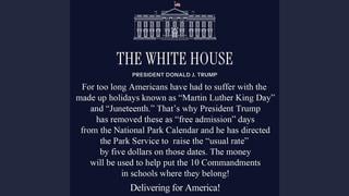 Fact Check:  White House Did NOT Call Martin Luther King Jr's Birthday, Juneteenth 'Made Up Holidays' -- Satire Account