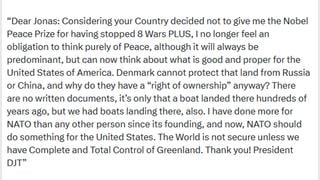 Fact Check: Trump DID Tell Prime Minister He Isn't Obligated To 'Think Purely Of Peace' Since Norway Denied Him The Nobel Prize -- Demands 'Complete And Total Control Of Greenland'