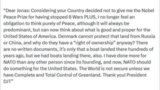 Fact Check: Trump DID Tell Prime Minister He Isn't Obligated To 'Think Purely Of Peace' Since Norway Denied Him The Nobel Prize -- Demands 'Complete And Total Control Of Greenland'