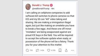 Fact Check: Truth Social Image Of Trump Calling For 'Kill Switch' On Phones So ICE Can 'Kill' Video Recording Is Satire