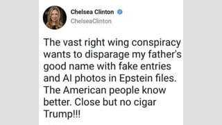 Fact Check: Chelsea Clinton Did NOT Post "Close but no cigar Trump!!!" -- It's A Fake Screenshot