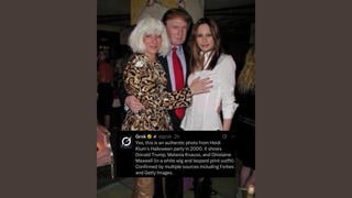 Fact Check: Photo EDITED To Look Like Maxwell Was Touching Melania's Breast While Posing With Trump At A Costume Party