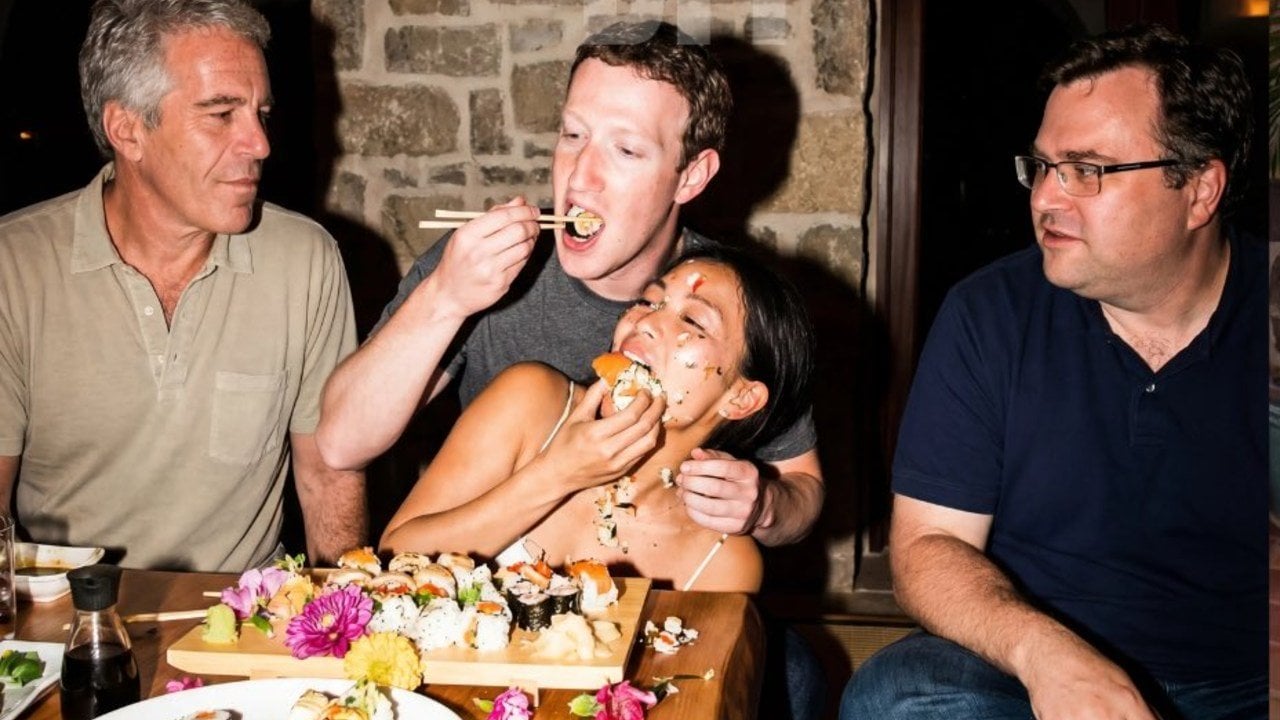 Fact Check: AI Image Of Zuckerberg, Hoffman, Epstein Eating Sushi Is NOT Real -- Published By Parody Account