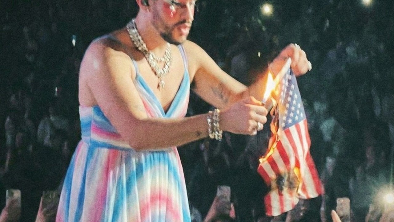 Fact Check: AI Image Of Bad Bunny Burning Flag Preparing For Super Bowl Halftime Show Is NOT Real -- From Satire Account