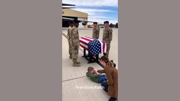 Fact Check: Video Does NOT Show a Real Child Crying Out For Daddy Beside A Flag-Draped Casket On The Tarmac -- Scene Made With AI
