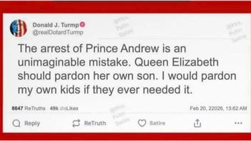 Fact Check: Trump Did NOT Say Queen Elizabeth Should Pardon Prince Andrew -- Satire Post