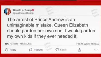 Fact Check: Trump Did NOT Say Queen Elizabeth Should Pardon Prince Andrew -- Satire Post