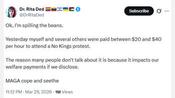 Fact Check: Post Does NOT Prove 'No Kings' Rallies Participants Were Paid To Join Protests on March 28, 2026