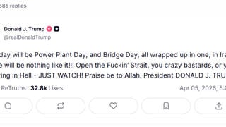 Fact Check: President Trump's Easter Morning Truth Social Post Saying 'Open The F--kin Strait, You Crazy Bastards' Is Real