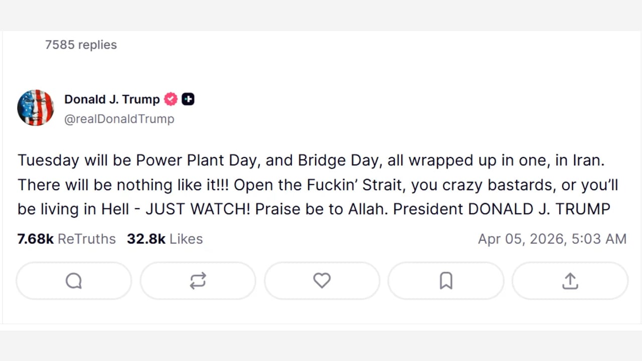 Fact Check: President Trump's Easter Morning Truth Social Post Saying 'Open The F--kin Strait, You Crazy Bastards' Is Real