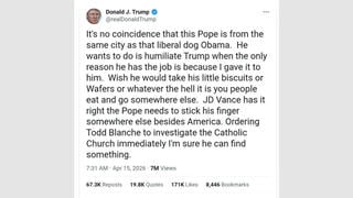 Fact Check: Trump Did NOT Post That He Gave The Pope His Job And Ordered Todd Blanche To Investigate Catholic Church -- It's A Fake Post