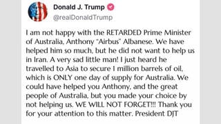 Fact Check: FAKE Trump Truth Social Post Calls Australian PM Anthony Albanese 'Airbus' -- Fabricated Image