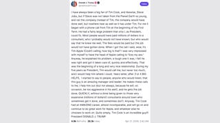 Fact Check: Donald Trump DID Post About Apple CEO Tim Cook Calling Him To 'Kiss My Ass'