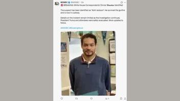 Fact Check: FAKE MSNBC Report Identifies White House Correspondents' Dinner Shooting Suspect As 'Kohl Jackson' With Photo