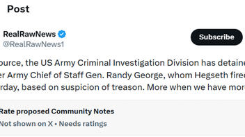 Fact Check: Former U.S. Army Chief Of Staff Gen. Randy George Has NOT Been Detained On Suspicion Of Treason -- It's A Joke