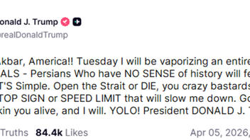 Fact Check: President Trump Did NOT Post 'Tuesday I Will Be Vaporizing An Entire Nation Of ANIMALS'