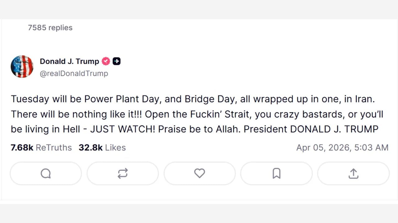 Fact Check: President Trump's Easter Morning Truth Social Post Saying 'Open The F--kin Strait, You Crazy Bastards' Is Real