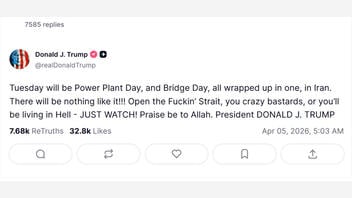 Fact Check: President Trump's Easter Morning Truth Social Post Saying 'Open The F--kin Strait, You Crazy Bastards' Is Real