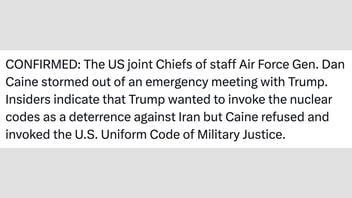 Fact Check: Caine Did Not Storm Out of Emergency Meeting After Trump Suggested Threatening Iran With Nuclear Weapons