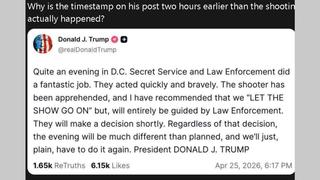 Fact Check: Trump Did NOT Post About The White House Correspondents' Dinner Shooting 2 Hours Before It Took Place
