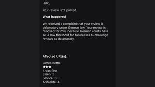 Fact Check: Google Germany HAS Low Threshold For Removing 'Defamatory' Restaurant Reviews If Challenged But 3-Star Rating Is NOT Illegal