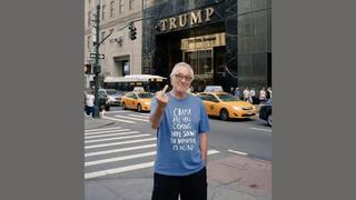 Fact Check: FAKE Photo Shows Robert DeNiro Flipping The Bird In Front Of Trump Tower In Obama T-Shirt -- It is AI