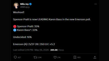 Fact Check: FAKE Emerson Poll Shows Spencer Pratt Leading Karen Bass In LA Mayor's Race -- Made Up Numbers