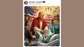 Fact Check: Donald Trump Did NOT Post An Image Of Himself Helping Lady Liberty Give Birth To A Mini-Trump Wrapped In An American Flag