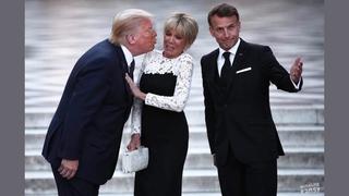 Fact Check: FAKE Viral Image Of Brigitte Macron Pulling Away From Trump Trying To Kiss Her In Versailles
