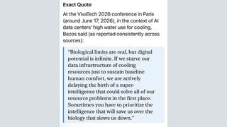 Fact Check: Jeff Bezos Did NOT Say Water Should Be Used To Fuel AI Rather Than For Human Consumption In Public Remarks At 2026 VivaTech Conference In Paris