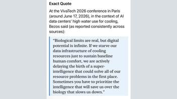 Fact Check: Jeff Bezos Did NOT Say Water Should Be Used To Fuel AI Rather Than For Human Consumption In Public Remarks At 2026 VivaTech Conference In Paris