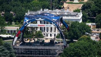 Fact Check: FAKE Image Shows UFC Stage At White House With 'Welcome to Costco' Banner -- Added By Google AI