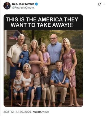Fact Check: SATIRICAL California 'Rep. Jack Kimble' Posted 'This Is The America They Want To Take Away'