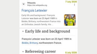 Fact Check: UNSOURCED Wikipedia Page Does NOT Prove Egypt-Argentina Match Referee Francois Letexier Grew Up In 'Orthodox Jewish Family'