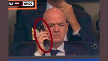 Fact Check: Image Does NOT Show FIFA President Infantino Making Phone Call During Egypt-Argentina Match -- He Was At A Different Game
