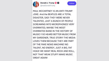 Fact Check: FAKE Trump Post 'Paul McCartney Is An Anti-Trump Joke' -- Creator Says Not Real